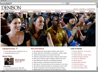 Screenshot of denison.edu